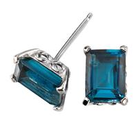 Elements Gold GE2082T Rectangle London Blue Topaz Earrings in 9ct White Gold