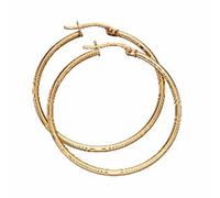 Elements Gold 9CT Yellow Gold 30mm Hinged Hoop Earrings GE2219