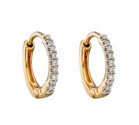 Elements Gold 9ct Yellow Gold Small Diamond Huggies 10mm Earrings GE2320 - 9 ct Gold / Rhodium Plated