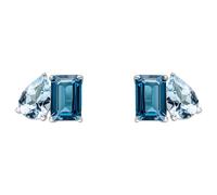 Elements Gold GE2473 Toi et Moi Blue Topaz Stud Earrings in 9ct White Gold