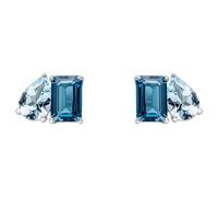 Elements Gold GE2473 Toi et Moi Blue Topaz Stud Earrings in 9ct White Gold