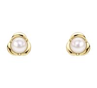 9ct Yellow Gold Freshwater Pearl Petal Setting Stud Earrings GE2499W