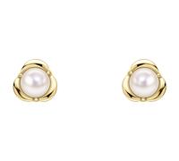 Elements Gold GE2499W Petal Set Pearl Stud Earrings in 9ct Gold