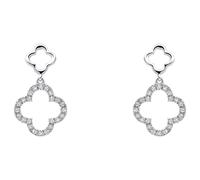 Elements Gold GE2508C Diamond Quatrefoil Drop Earrings in 9ct White Gold