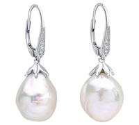 Elements Gold GE2510W Oversized Baroque Pearl Drop Earrings in 9ct White Gold