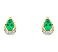 Elements Gold GE2513G Teardrop Emerald and Diamond Stud Earrings in 9ct Gold