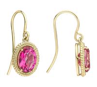 Elements Gold GE2514Q Oval Cut Pink Topaz Drop Earrings in 9ct Gold