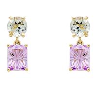 Elements Gold GE2518G Toi et Moi Quartz And Amethyst Drop Earrings in 9ct Gold