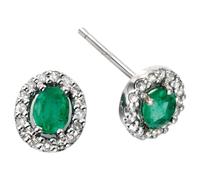 Elements Gold GE943G Precious Stone Earrings Diamond Cluster in 9ct White Gold
