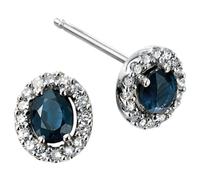 Elements Gold GE943L Precious Stone Earrings Diamond Cluster in 9ct White Gold
