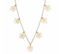 Elements Gold 9ct Yellow Gold Heart and Flower Charm Necklace GN363 - 9ct Gold