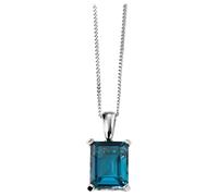 Elements Gold GP2024T Rectangle London Blue Topaz Pendant in 9ct White Gold
