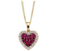 Elements Gold GP2165R Heart Pendant Precious Stones and Diamonds in 9ct Gold