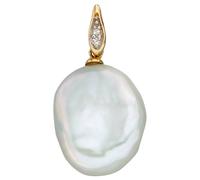 Elements Gold GP2171W Keshi Pearl Diamond Bale Pendant