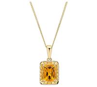 Elements Gold GP2378R Detailed Octagon Citrine Pendant in 9ct Gold