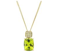 Elements Gold GP2382G Cushion Cut and Cluster Peridot Pendant in 9ct Gold