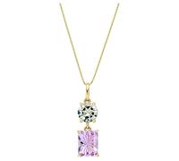 Elements Gold GP2387G Toi et Moi Quartz and Amethyst Pendant in 9ct Gold