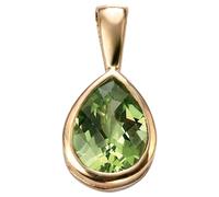 Elements Gold GP460G Peridot Teardrop Pendant