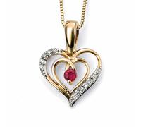Elements Gold GP924R Open Heart Ruby Diamond Pendant Only