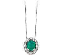 Elements Gold GP928G Precious Stone Pendant Diamond Cluster Surround in 9ct White Gold