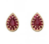 Elements Gold Teardrop Ruby in Yellow Gold Stud Earrings GE2379R - Modern - Gold / Stone