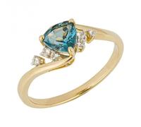 Elements Gold Trillion London Blue Topaz White Topaz 9ct Yellow Gold Ring - Size 52 - Yellow Gold / 9ct Gold / London Blue Topaz