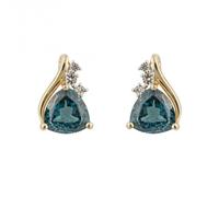Elements Gold Trillion London Blue Topaz White Topaz 9ct Yellow Gold Stud Earrings GE1016L - Yellow Gold / 9ct Gold / London Blue Topaz