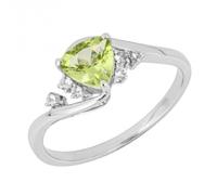 Elements Gold Trillion Peridot White Topaz 9ct White Gold Ring GR617G - Modern - Size 58 - White Gold / 9ct Gold / Peridot