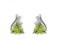 Elements Gold Trillion Peridot White Topaz 9ct White Gold Stud EarringsGE1015G - White Gold / 9ct Gold / Peridot