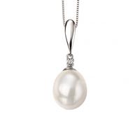 Elements Gold White Gold Pearl Diamond Pendant GP2018W - Classic Look | Acotis - Gold / Rhodium Plated / Diamond / Pearl