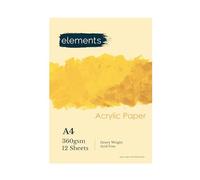 Elements Heavy Weight Acrylic Paper Pads, Glue Bound, Acid-Free - A3 & A4, 12 Sheets (360g/165lb) Parent (A4)