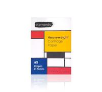 Elements Heavyweight A3 Cartridge Paper Pad - 225gsm, Double Heavyweight A3 Paper Pad for Dry Media, Ideal for Drawing and Sketching with Pencils, Charcoal, Ink & Pastels - 25 Sheets, Glue Bound
