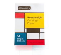 Elements Heavyweight A4 Cartridge Paper Pad - 225gsm, Double Heavyweight A4 Paper Pad for Dry Media, Ideal for Drawing and Sketching with Pencils, Charcoal, Ink & Pastels - 25 Sheets, Glue Bound