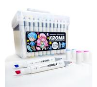 Elements Kroma Alcohol Markers - 120 Colour Set with Dual Tips Fine & Broad, Organised Storage Box for Sketching, Blending & Colouring - Holiday Art Supplies and Season Gift List