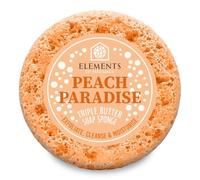 Elements of Fragrance Exfoliating Body Soap-Filled Sponge - Handmade UK | Triple Butter Blend with Shea & Cocoa Butter | Up to 35 Uses | Fruity Sweet Scent | Cruelty-Free 200g (Peach Paradise)