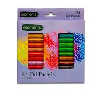Elements Oil Pastels - Pack of 24 - Large Size Oil Pastel Colour Set Drawing Painting Portrait Sketching Pastels for Artists Beginners, (7 x 1.1 cm)