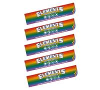 Elements Rainbow | 5 x King Size Coloured Papers Rolling Papers | Include Five Colours: Pink - Yellow - Orange - Green - Blue - 1 Pack = 32 Papers