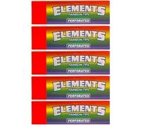 Elements Rainbow Perforated Rolling Tips - 5 Pack (50 Tips Per Pack) - Colorful Unbleached Paper Tips, Easy Fold, Smooth Airflow, Durable Structure Compact Booklets Premium Quality Rolling Accessories