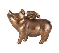 Elements Resin Bronze Winged Pig Figurine, 7.28x3.35x5.51 Inch