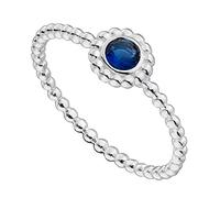 Elements Silver 925 Sterling Silver Womens Sapphire Blue Crystal Dainty Beaded Band Ring Size R