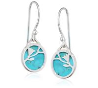 Beginnings Elements Silver Turquoise Disc Earrings With Flower Pattern E3977TZ364