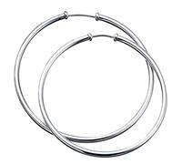 Elements Silver Sterling Silver Ladies Plain Hoop Earring with Capped Ends