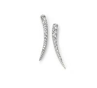 Elements Silver Sterling Silver Rhodium Plated Clear CZ Curved Bar Earring of Height 2.2cm