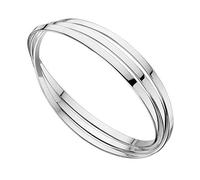 Elements Silver Women's 925 Sterling Silver Triple Russian Wedding Bangle of Flat Bands