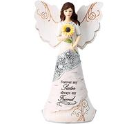 Elements Sister Angel Figurine by Pavilion, 6-1/2-Inch, Holding Sunflower, Inscription Forever My Sister Always My Friend,White