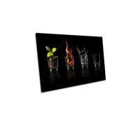 Elements Water Fire Earth Air Canvas Wall Art Picture Print CanvasGeeks Black W24 inch x H16 inch x D20mm