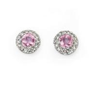 Elements White Gold Pink Sapphire Diamond Cluster Stud Earrings
