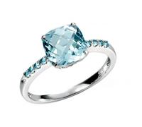 Elements White Gold Sky Blue Topaz Ring Blue Topaz - Size 58