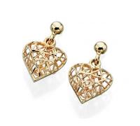 Elements Yellow Gold Caged Heart Stud Earrings GE841Z475