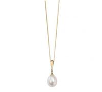 Elements Gold GP758W Freshwater Pearl and Diamond Drop Pendant Only
